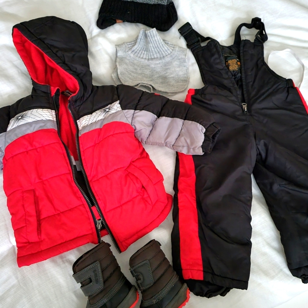 Toddler boy winter snowsuit complete set w boots